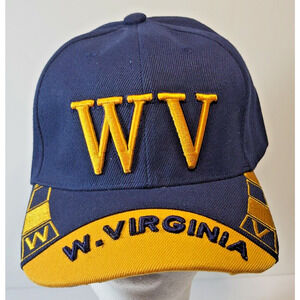 West Virginia Blue and Gold Hook and Loop Hat Baseball Cap NWT Fashion Headwear